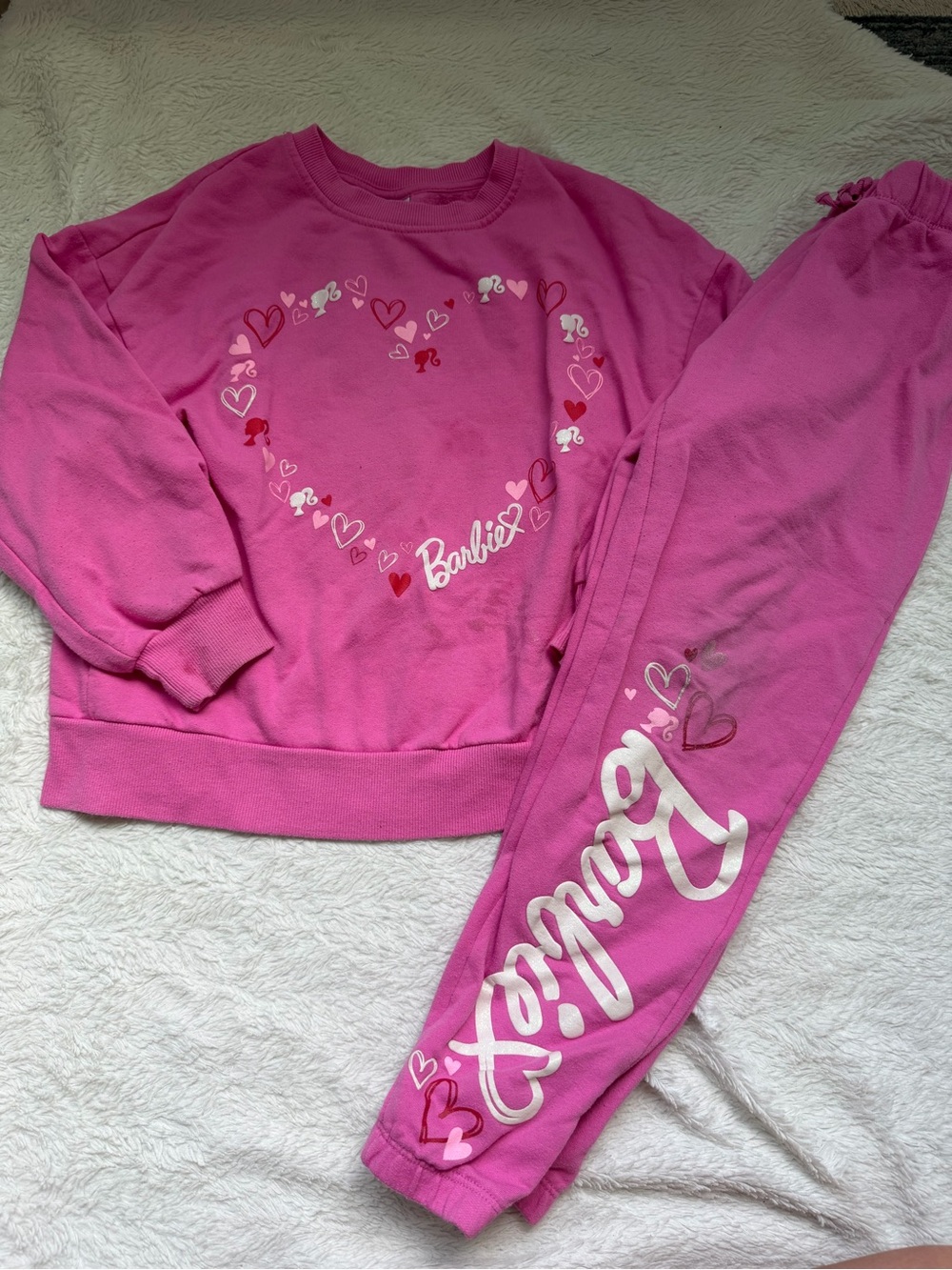 Barbie Girls Two Piece Sweater Set Pink Barbie Logo Size 7-8